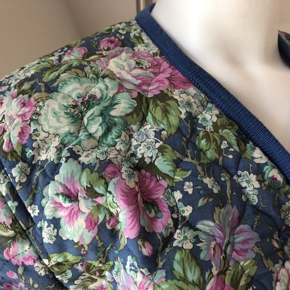 Vintage GEIGER AUSTRIA QUILTED JACKET BLUE FLORAL 36 S SM Small - Picture 4 of 9